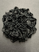 Load image into Gallery viewer, Obsidian Bloom – Black Leather Peony Brooch