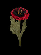 Load image into Gallery viewer, Crimson Poppy Leather Flower Brooch