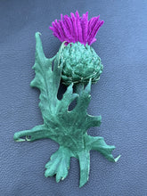 Load image into Gallery viewer, Amethyst Thistle Leather Brooch