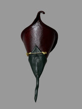 Load image into Gallery viewer, Velvet Nocturne Calla – Handmade Dark Cherry Leather Flower Brooch