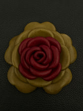 Load image into Gallery viewer, “Burgundy and Olive” camellia brooch