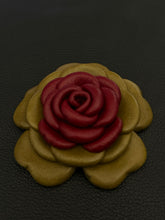 Load image into Gallery viewer, “Burgundy and Olive” camellia brooch