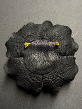 Load image into Gallery viewer, Obsidian Bloom – Black Leather Peony Brooch