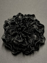 Load image into Gallery viewer, Obsidian Bloom – Black Leather Peony Brooch