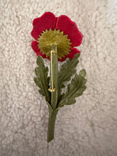 Load image into Gallery viewer, Crimson Poppy Leather Flower Brooch