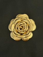 Load image into Gallery viewer, Golden Heritage Camellia Leather Brooch