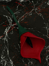Load image into Gallery viewer, Crimson Noir Calla — Handmade Leather Flower Brooch