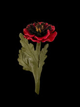 Load image into Gallery viewer, Crimson Poppy Leather Flower Brooch
