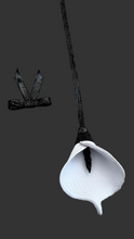 Load image into Gallery viewer, Noir Élégance Calla — Handmade Leather Flower Brooch
