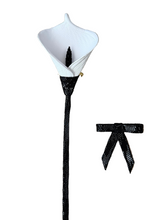 Load image into Gallery viewer, Noir Élégance Calla — Handmade Leather Flower Brooch