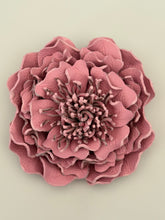 Load image into Gallery viewer, Dusty Rose Peony — Handcrafted Leather Flower Brooch
